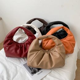 Evening Bags Top Handle For Women 2024 Genuine Soft Leather Hand Bag Female Clutch Purses Ladies Dumpling Shoulder Large Pouch
