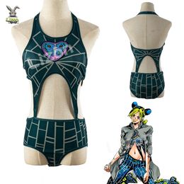 Anime Jojo Bizarre Adventure Stone Ocean Costume Jolyne Cujoh Kujo Cosplay Swimsuit Women Sexy Bodysuit cosplay