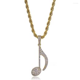 Pendant Necklaces OMYFUN Factory Sell Musical Necklace Hiphop Men Jewelry 3A CZ Iced Pave Personalized Pendants & Gold Color Accessory