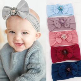 Hair Accessories Girls Solid Colour Elastic Headband Infant Flower Bow Headwear For Baby Princess Gift Twisted Knotted Headwrap