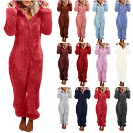 Women's Sleepwear Fashion Onesies Fleece Sleepwear Overall Plus Size Hood Sets Pajamas for Women Adult for Winter Warm Pyjamas Women S-5XL 231101