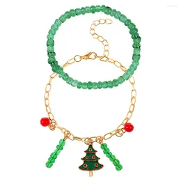 Charm Bracelets 2 Pcs Teen Girls Christmas Gifts Beaded Bracelet Beads Teenage Alloy Women Xmas