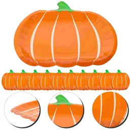 Disposable Dinnerware 25 Pcs Pumpkin Plates Cake Decorations Paper Holder Halloween Party Holders Reusable