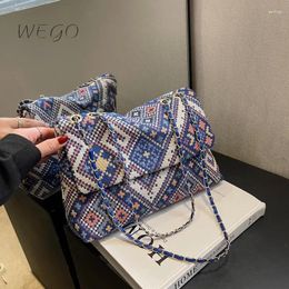 Girl Retro Handbag Canvas Magnetic Buckle Bag Female Spring Ethnic Style One-shoulder Diagonal Sac A Main Femme