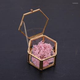 Gift Wrap Empty Geometrical Glass Jewelry Box Organize Holder Ring Gold Color Storage Wedding