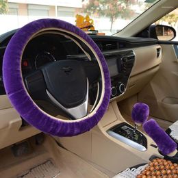 Steering Wheel Covers 3Pcs/Set Car Soft Wool Cover Handbrake Accessory Automotive Interior Case