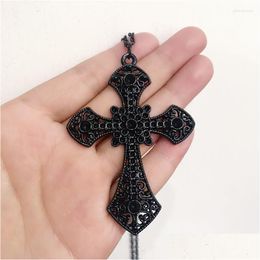 Pendant Necklaces Pendant Necklaces Gothic Black Large Cross Necklace Halloween Decoration Wedding Banquet Holiday Gifts Men Dhgarden Dhasp