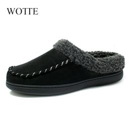 Slippers Men Winter Warm Fur Plush Slipper Cotton Shoes Nonslip Solid Colour Home Indoor Casual Size 49 50 231101