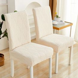 Chair Covers 3D Leaf Shape Jacquard Cover For Kitchen Room Stretch Dining Slipcover Elastic Spandex