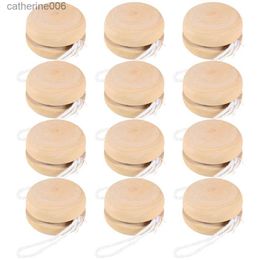 Yoyo 12 Pcs Yoyo Ball Wooden Graffiti Playthings Outdoor Toys Cartoon Kid Yo-Yo Balls Child ToddlerL231102