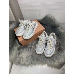 miui Thick Amiu Leather Shoe Best-quality *s New Genuine Sole Used Dirty Shoes Sports Casual Half Trailer Shoes Womens Versatile Little White Shoes