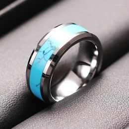 Wedding Rings High Quality Natural Blue Turquoises For Men And Women 8mm Band Fashion Jewellery Finger Ring Male