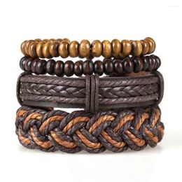 Charm Bracelets Vintage Leather Bracelet For Men Bohemian Style Brown DIY Woven Set Men's Accessories Jewelry