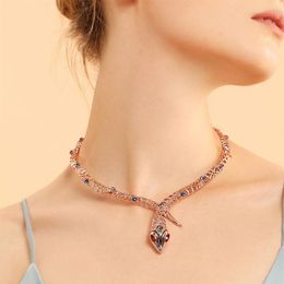 Viennois Rose Gold Colour Snake Necklace For Women Chokers Necklaces Rhinestone crystal Chain Necklaces Wedding Party Jewellery J19072355