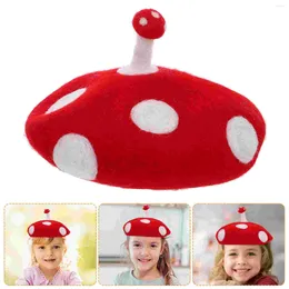 Berets Wool Felt Beret Kids Dress Mushroom Decor Hat Party Hats Girls Costume Accessory Miss