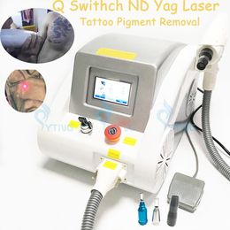 Portable Nd Yag Laser Eyebrow Tattoo Removal Q Switch Laser Carbon Peeling Freckle Removal Beauty Machine with 3 Tips