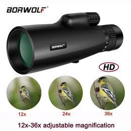 Monoculars Borwolf 1236X50 Binoculars BAK4 Prism Optical Lens High Power Hunting Birdwatching Monocular Light Night Vision Telescope 231101