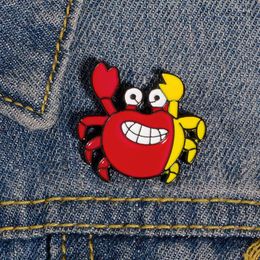 Brooches Red Crab Enamel Pin Custom Animal Badge Bag Shirt Lapel Buckle Cartoon Funny Jewelry Gift For Kids Friends