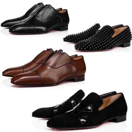 Men oxfords shoes dress party loafer flats Greghost Flat black leather and spiked shoe luxury paris designer low heeled Classic brand