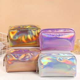 Cosmetic Bags Cases Solid Colour Laser Bag Ins Wind Portable Wash Storage Makeup Gift Pouch Travel Organiser 231101