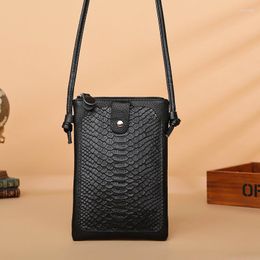 Evening Bags Women Purses Crocodile Pattern Genuine Leather Shoulder Strap Bag Mobile Phone Big Card Holders Wallet Handbag Pockets