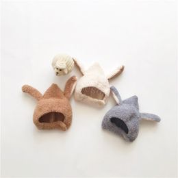 Cute Baby Hat Autumn Winter Rabbit Ears Soft Plush Warm Ear Cap Kids Boys Girls Beanies Solid Colour Earflap Hat DE856