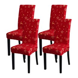 Chair Covers Christmas Chair Cover 6 PCS Set Xmas Chair Cover for Dining Room Spandex Elastic Chair Slipcover housse de chaise 230331