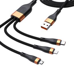 Universal 3 in 1マルチ充電ケーブルOEM 65WタイプC、マイクロUSB IPポートコネクタ付き複数充電器ケーブル