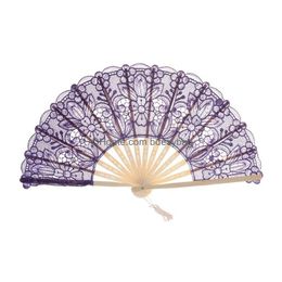 Party Favor Party Favor Held Fan Pattern Folding Dance Wedding Lace Hand Flower Wholesale Drop Delivery Home Garden Festive Party Supp Dhytz