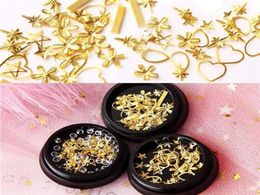 RIKONKA 1Box Stars Moon Shape Nail Decorations Golden Nail Decorations Diamond Art15128806549