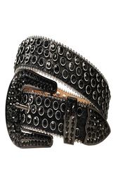 Vintage Western Rhinestones Belt Removable Buckle Cowboy Cowgirl Bling Leather Crystal Studded Belt For Women Men3276186