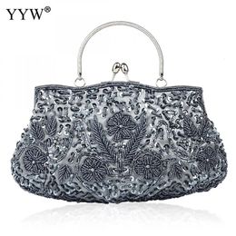 Evening Bag Clutch Ladies Beads Wedding Party Bridal Embroidered Handbag Solid Retro Small Mini Wallets 231101