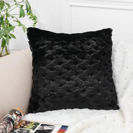 Pillow Faux Fur Tufting Cover Decoration White And Black Geometry Sofa Case Handmade For Living Room