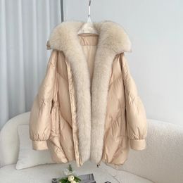 Women's Fur Faux Fur Female Coat Fashion Autumn Winter Womens Warm Goose Down Jacket with Real Fox Collar Thick Women Coat Luxury Outwear