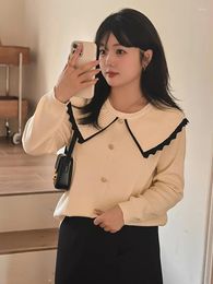 Women's Sweaters 2023 Autumn/Winter Large Doll Neck Sweater Versatile Loose Knitted Fat Mm Sweet Small Fragrant Top Women