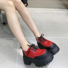 Dress Shoes Thick Soled Raised Lacquer Leather Women's Lefu Spring And Autumn Flat Bottomed Sponge Cake Casual Round Head