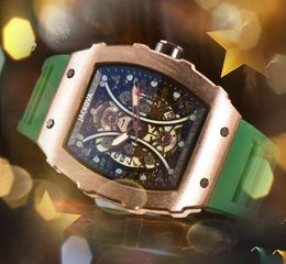 Relogio Masculino Military Sports Large Men Watches Quartz Automatic Movement Fashion Flowers SKeleton Dial Unique Silicone Clock Watch