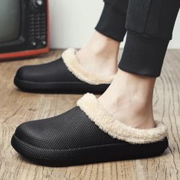 Slippers Winter Men Warm Furry Waterproof Indoor Home Cotton Shoes Male Fur Slides Casual Plush House Footwear 231101