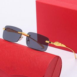 Fashion New Kajia Leopard Head Metal Frameless Sunglasses for Men and Women Small Square Sunglasses Frame for European and American Brands High Quality Gift