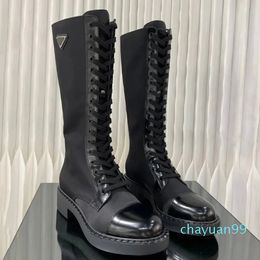 Top quality Boots Black Platform Shoes Over the Knee Leather Shoe Combat White Cowboy Chelsea boot