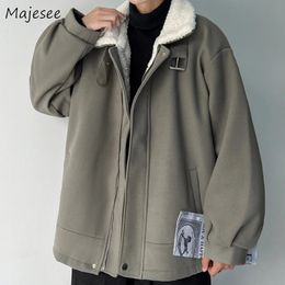 Men's Down Parkas Short Men Kpop Winter ly Fashion Simple Loose Chic Solid Outwear Turndown Collar Allmatch Zip Up Casual Coats Ins 231101