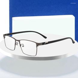 Sunglasses Frames Metal Frame Glasses Men Business Style Anti Blue Ray Full Rim Spectacles Rectangular Eyewear With Spring Hinges