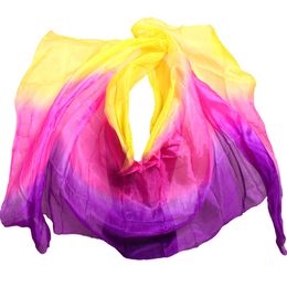 Customized Belly Dance Silk Veils Free Shipping 200cm 250cm 270cm Hand Thrown Scarf Shawl Yellow Orange Pink Purple Gradient