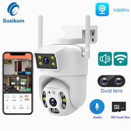 4MP Dual Lens WIFI Camera For Outdoor V380 Pro Wireless Security Protection Color Night Vision Waterproof CCTV Camera