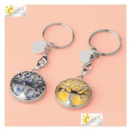 Arts And Crafts Ups Natural Crystal Personalised Simple Hollow Lage Keychain Keyring Pendant Accessories Foreign Trade Ce 10.3 Drop Dhuc3