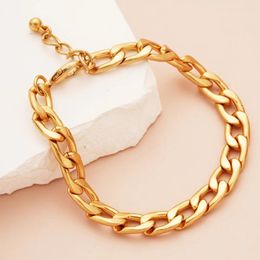 Link Bracelets Vintage Simple Bracelet On Hand For Women Stainless Steel Chain Gold Plated Jewelry Ladies Casual Party Office 2023 In