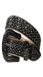 Vintage Western Rhinestones Belt Removable Buckle Cowboy Cowgirl Bling Leather Crystal Studded Belt For Women Men4000926