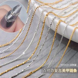 Nail Art Decorations 50cm Bead Chain Gold Silver Various Shapes Punk Chains 3D Metal Steel Ball Jewellery DIY