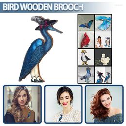 Brooches 1pcs Animal Badge Wooden Fashion Bird Pattern Brooch Pin DIY Craft Cartoon Jewellery Accessories Gift