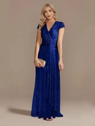 Urban Sexy Dresses Lucyilove Luxury Blue V-Neck Sequin Evening Dresses Women Party Maxi Dress Beading Gowns Long Prom Cocktail Dress Prom 231101